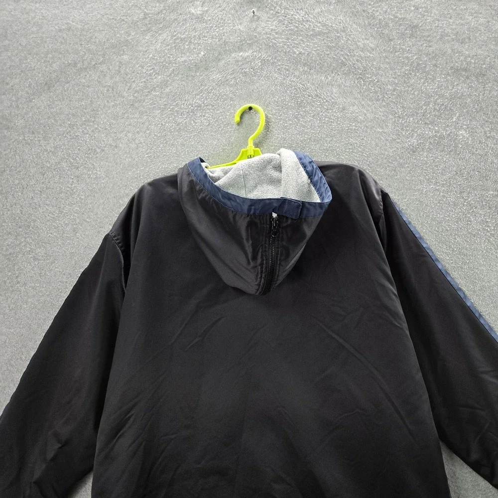 VINTAGE Nike Women Jacket XL Black Nylon Rain Coat Longline Hooded Y2K READ